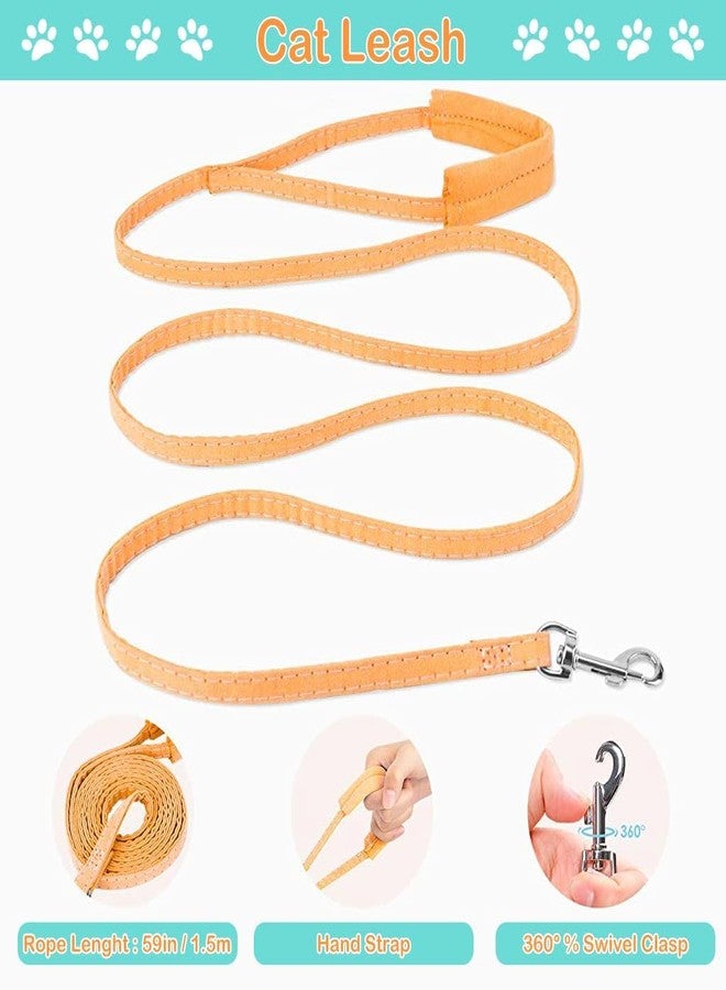 Lumevo Cat Harness with Leash - Adjustable Soft Faux Suede Escape-Proof Kitten Vest with Reflective Strip for Small, Medium & Large Cats (Green, Orange, M) - Image 4